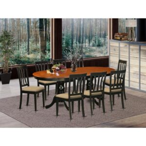 PLAN9-BCH-C 9 PC Dining room set-Dining Table with 8 Wood Dining Chairs From East West Furniture