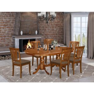 PLAV7-SBR-C 7 PC Dining room set-Dining Table and 6 Dining Chairs From East West Furniture