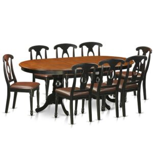 9  Pc  Dining  room  set-Dining  Table  with  8  Wooden  Dining  Chairs From East West Furniture