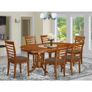 PLML7-SBR-C 7 Pc Dining room set-Dining Table with 6 Kitchen Chairs From East West Furniture