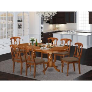 PLNA7-SBR-C 7 PC Dining room set-Dining Table with 6 Dining Chairs From East West Furniture