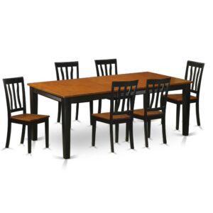 7  PC  Dining  set-Dining  Table  with  6  Wooden  Dining  Chairs From East West Furniture