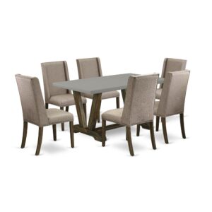 East West Furniture V796FL716-7 - 7-Piece Kitchen Table Set - 6 Parson Chairs and a Rectangular Kitchen Table Hardwood Structure From East West Furniture