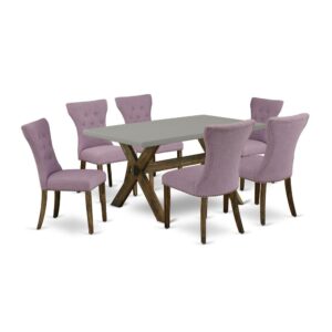 East West Furniture X796Ga740-7 - 7-Piece Dining Room Table Set - 6 Parson Dining Chairs and a Rectangular Table Hardwood Structure From East West Furniture