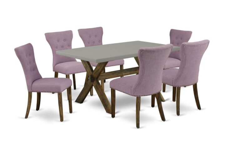 East West Furniture X796Ga740-7 - 7-Piece Dining Room Table Set - 6 Parson Dining Chairs and a Rectangular Table Hardwood Structure From East West Furniture