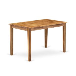 East West Furniture Wooden Dining Table - Natural Rectangular Table Top Surface and Asian Wood Dinner Table 4 Legs - Natural Finish From East West Furniture