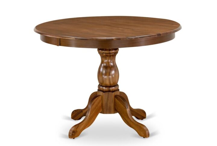 HBT-AWA-TP East West Furniture Amazing Dining Room Table with Acacia Walnut Color Table Top Surface and Asian Wood Modern Dining Table Pedestal Legs - Acacia Walnut Finish From East West Furniture