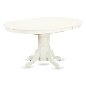 Oval Table with 18" Butterfly leaf - Linen White From East West Furniture