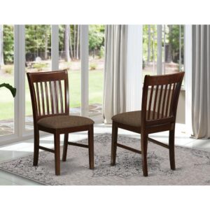 NFC-MAH-C Norfolk Dining room chair Fabric Seat -Mahogany Finish. From East West Furniture