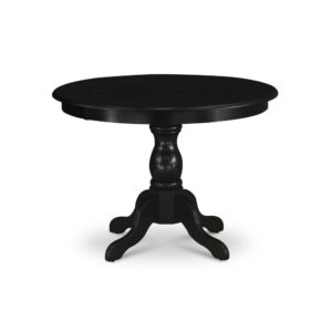 HBT-ABK-TP East West Furniture Modern Kitchen Table with Wire brushed Black Color Table Top Surface and Asian Wood Dining Table Pedestal Legs - Wire brushed Black Finish From East West Furniture