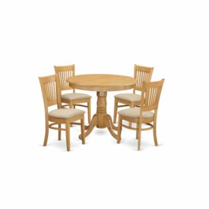 ANVA5-OAK-C 5 PC Dining room set - Dining Table and 4 Dining Chairs From East West Furniture