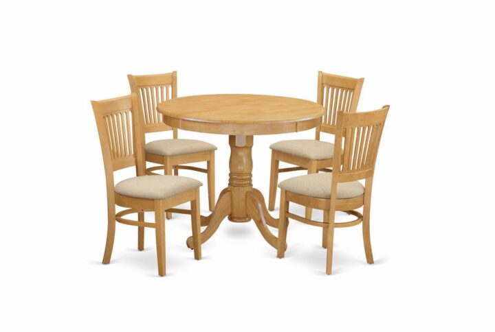 ANVA5-OAK-C 5 PC Dining room set - Dining Table and 4 Dining Chairs From East West Furniture