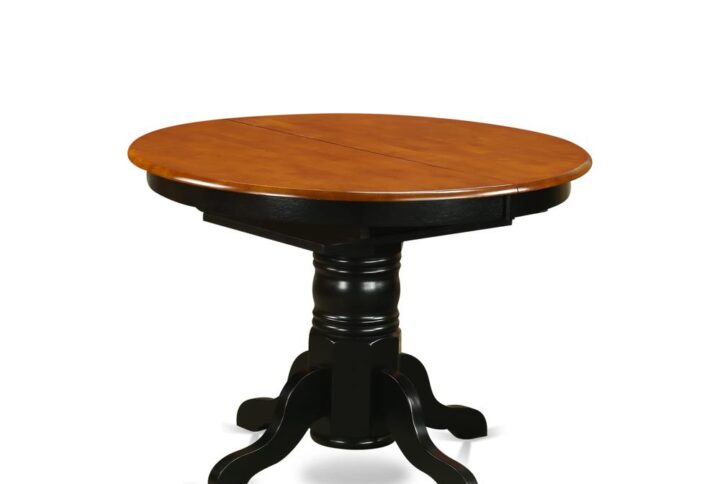 Oval Table with 18" Butterfly leaf -Black and Cherry From East West Furniture