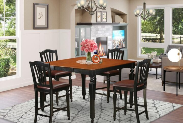 5  Pc  counter  height  Table  set-  Square  gathering  Table  and  4  counter  height  Chairs From East West Furniture