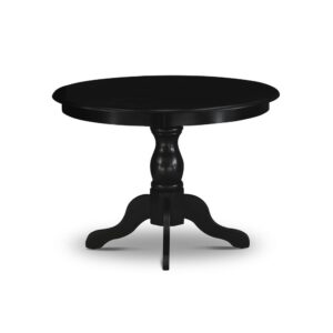 HBT-ABK-TP East West Furniture Modern Kitchen Table with Wire brushed Black Color Table Top Surface and Asian Wood Dining Table Pedestal Legs - Wire brushed Black Finish From East West Furniture