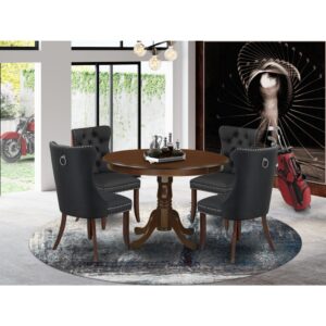 5 Piece Kitchen Table & Chairs Set Contains a Round Dining Table with Pedestal From East West Furniture