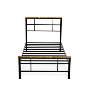 Ingram Modern Bed Frame with 4 Metal Legs - High-class Bed Frame in Powder Coating Black Color From East West Furniture