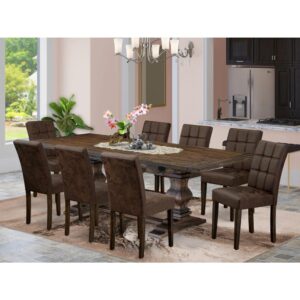 9 Piece Table Set consists A Wood Dining Table From East West Furniture