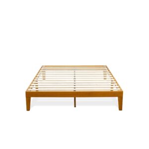 Full Size Platform Bed Frame with 4 Legs and 2 Extra Center Legs - Oak Finish From East West Furniture