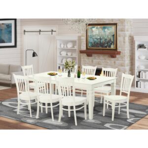 9  Pc  Dinette  set  with  a  Dining  Table  and  8  Kitchen  Chairs  in  Linen  White From East West Furniture