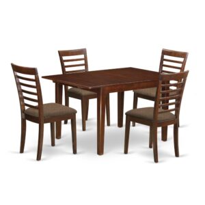 MILA5-MAH-C 5 Pc Kitchen nook Dining set-breakfast nook and 4 Dining Chairs in Mahogany From East West Furniture