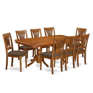 NAPL9-SBR-C 9 Pc Dining room set-Dining Table and 8 Dining Chairs From East West Furniture