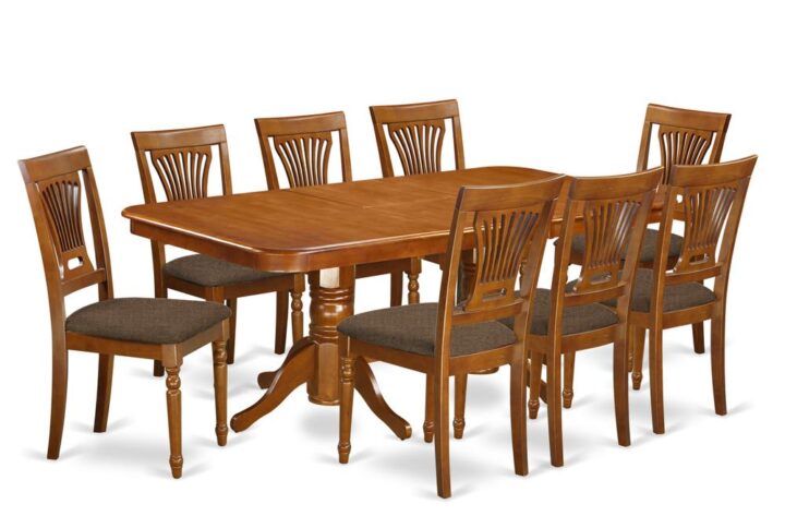 NAPL9-SBR-C 9 Pc Dining room set-Dining Table and 8 Dining Chairs From East West Furniture