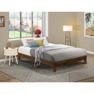 East West Furniture Queen Size Bed Frame with 4 Solid Wood Legs and 2 Extra Center Legs - Walnut Finish From East West Furniture