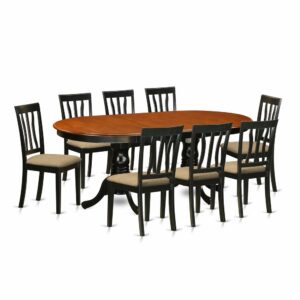 PLAN9-BCH-C 9 PC Dining room set-Dining Table with 8 Wood Dining Chairs From East West Furniture