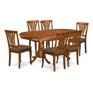 PLAV7-SBR-C 7 PC Dining room set-Dining Table and 6 Dining Chairs From East West Furniture