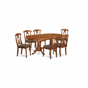 PLNA7-SBR-C 7 PC Dining room set-Dining Table with 6 Dining Chairs From East West Furniture