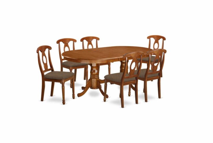 PLNA7-SBR-C 7 PC Dining room set-Dining Table with 6 Dining Chairs From East West Furniture