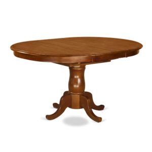 Portland  Single  Pedestal  Oval  Dining  table  with  18"  extension  butterfly  leaf  in  Saddle  Brown  Finish From East West Furniture