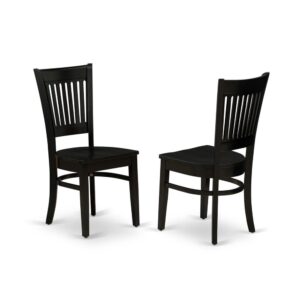 East West Furniture VAC-BLK-W Vancouver Dining Room Chairs - Slat Back Wood Seat Chairs