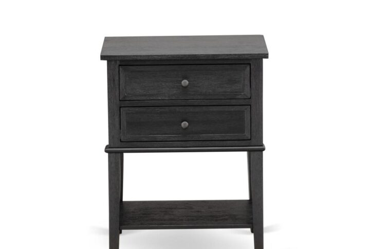 East West Furniture VL-06-ET Wood Night Stand with 2 Wood Drawers for Bedroom