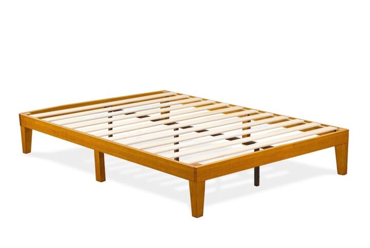 Full Size Platform Bed Frame with 4 Legs and 2 Extra Center Legs - Oak Finish From East West Furniture