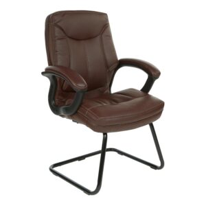 Executive Chocolate Faux Leather Visitor Chair with Contrast Stitching