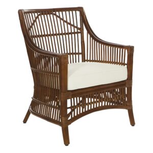 Maui Chair with Cream Cushion and Brown Washed Rattan Frame