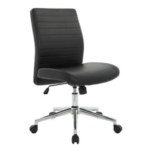 Mid-Back Managers Chair in Black Bonded Leather with Chrome Finish Base