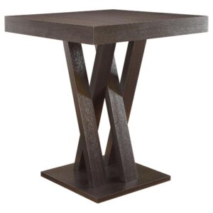 Freda Double X-shaped Base Square Bar Table Cappuccino From Coaster