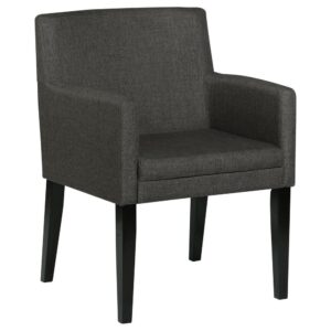 Catherine Upholstered Dining Arm Chair Charcoal Grey and Black (Set of 2) From Coaster