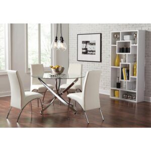 Beckham Round Dining Table Chrome and Clear From Coaster