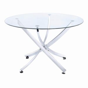 Beckham Round Dining Table Chrome and Clear From Coaster