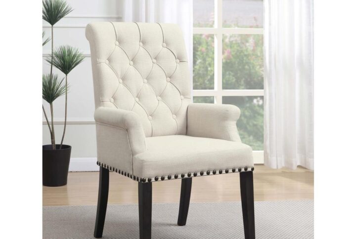 Alana Upholstered Arm Chair Beige and Smokey Black From Coaster