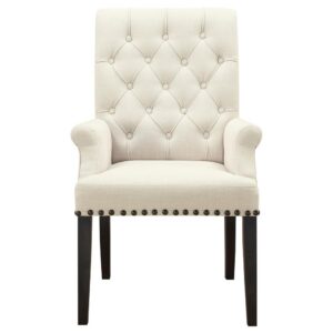 Alana Upholstered Arm Chair Beige and Smokey Black From Coaster