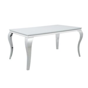 Carone Rectangular Glass Top Dining Table White and Chrome From Coaster Co. of America