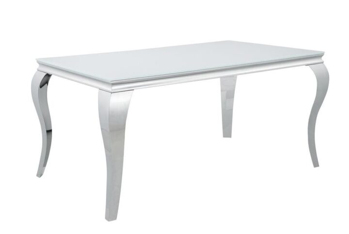 Carone Rectangular Glass Top Dining Table White and Chrome From Coaster Co. of America