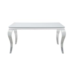 Carone Rectangular Glass Top Dining Table White and Chrome From Coaster Co. of America