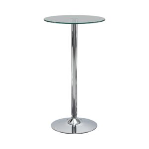 Abiline Glass Top Round Bar Table Chrome From Coaster Co. of America