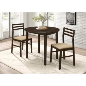 Bucknell 3-piece Dining Set with Drop Leaf Cappuccino and Tan From Coaster Co. of America